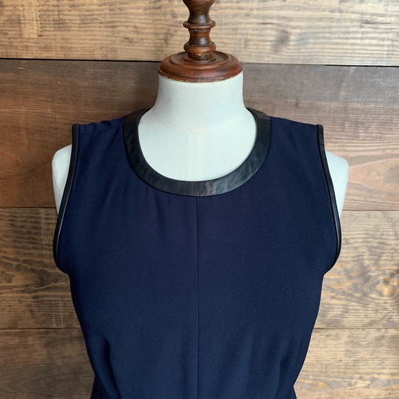 Madewell Navy Peplum Top w/Black Leather Trim - Picture 4 of 8